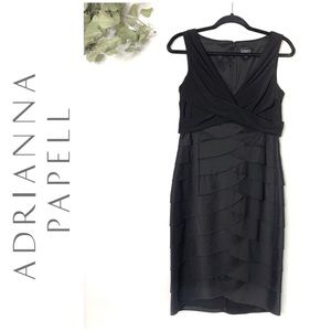 Adrianna Papell Tiered Black Cocktail Party Dress
